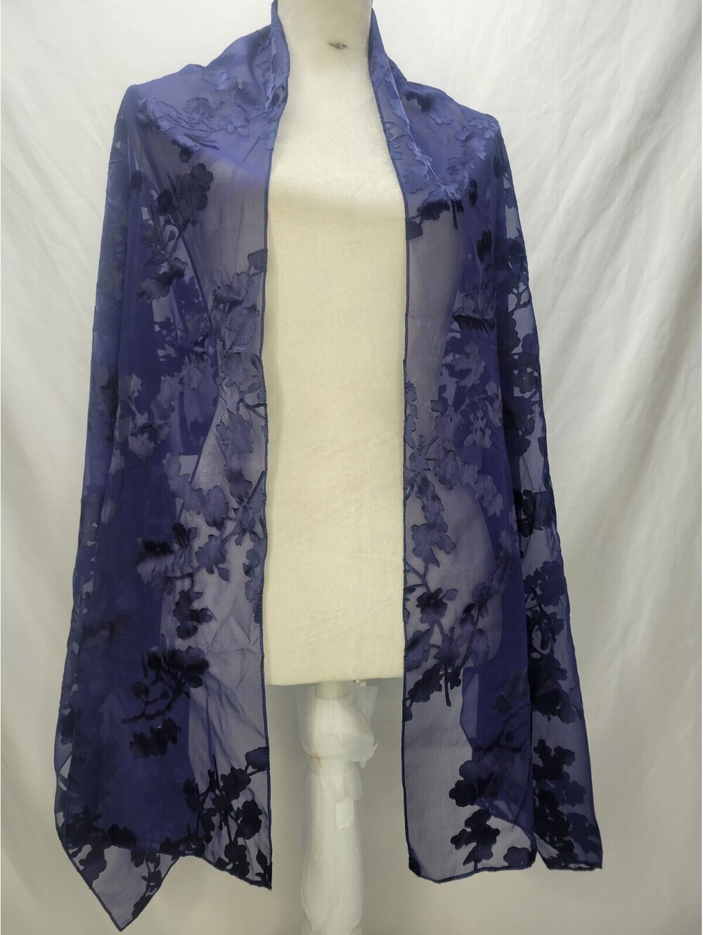 Elegant Sheer Floral Wrap - Purple Scarf Shawl